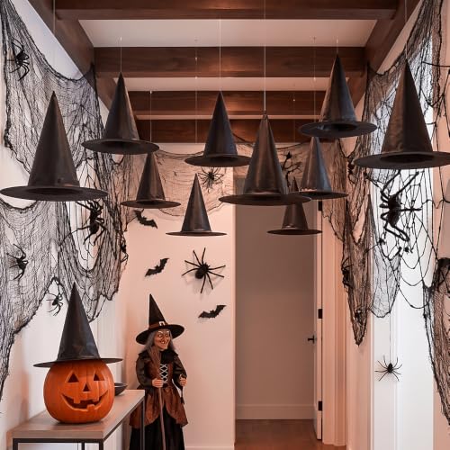 12 Pack Halloween Witch Hats Decorations Outdoor Hanging Decor