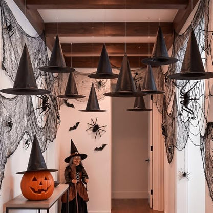 12 Pack Halloween Witch Hats Decorations Outdoor Hanging Decor