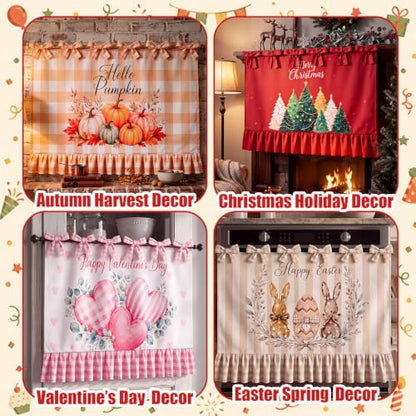 Fall Oven Skirt Pumpkin Oven Curtain 4-Piece Seasonal Kitchen Decor - Fall Style
