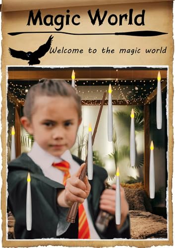 White 20Pcs Flameless Taper Floating Candles with Wand Halloween Decor