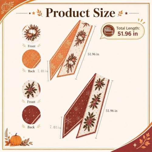 2 Pack Fall & Christmas Wreath Sash - Seasonal Ribbon Decor 52" Satin