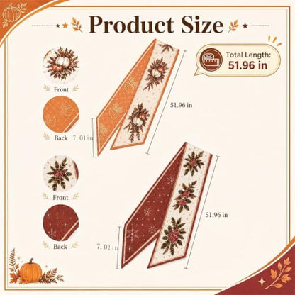 2 Pack Fall & Christmas Wreath Sash - Seasonal Ribbon Decor 52" Satin