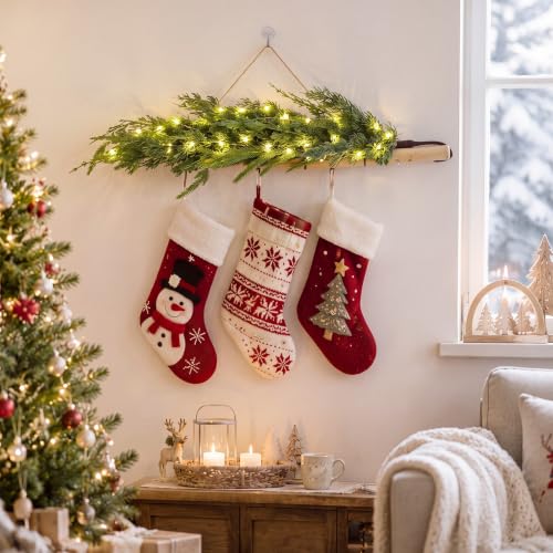 Lighted Christmas Stocking Holder with Hooks & Wall Mount, 28.35 Inches