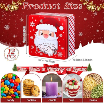 12 Pack Large Christmas Cookie Tin Set with Airtight Lids - Holiday Gift