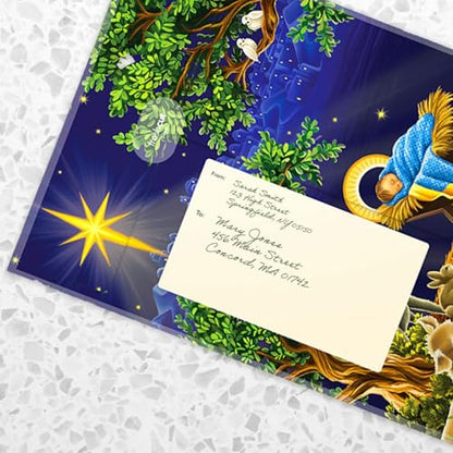 Christmas Pop Up Nativity Scene Card - Starlit Classic 15 Inch Holiday Greeting