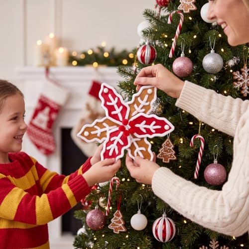Gingerbread Poinsettia Christmas Picks - 12 Pack, Handmade Holiday Flowers