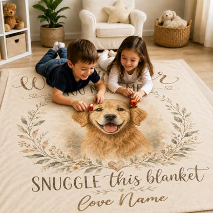Brown Personalized Dog Face Blanket - Custom Pet Photo Throw