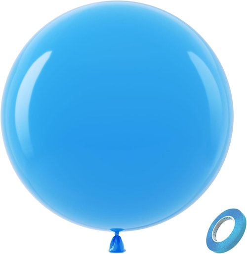 Bezente Blue Giant Balloons - 36 Inch Jumbo Light Blue Latex Balloons | 8 Pack for Parties & Events