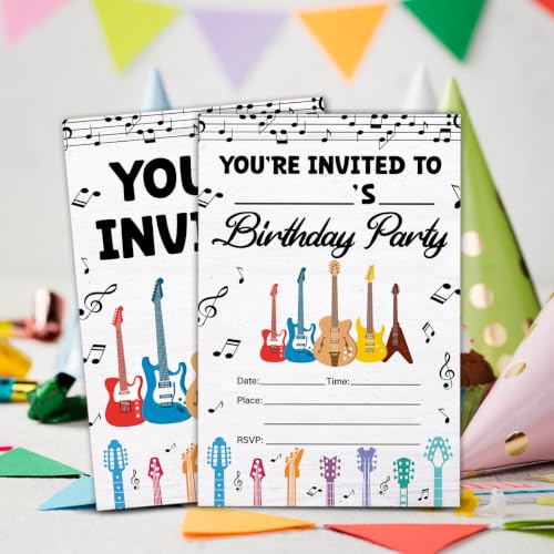 Guitar Birthday Party Invitations with Envelopes Set of 20 YO13 Variation
