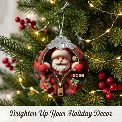 Devory 4-inch Acrylic Santa Claus Christmas Tree Ornament - Festive Holiday Decor, Shatterproof & Ready to Gift - Santa Onm Variation