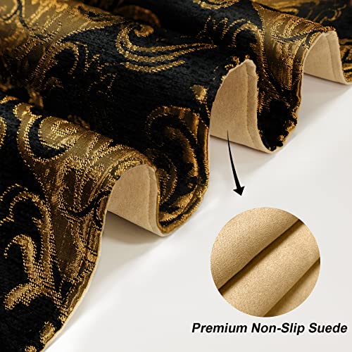 Bronze and Black Vintage Chenille Table Runner 13 x 108 Inches - Loom and Mill