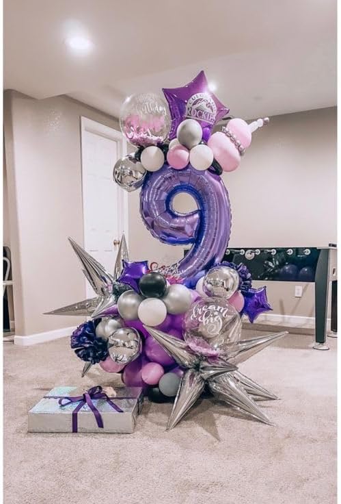 Number 9 Balloon by Purple | 40-Inch Giant Foil Balloon for 9th Birthday Party Decorations