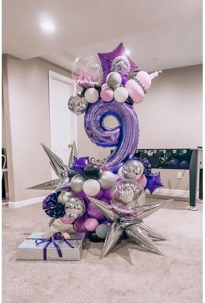 Number 9 Balloon by Purple | 40-Inch Giant Foil Balloon for 9th Birthday Party Decorations