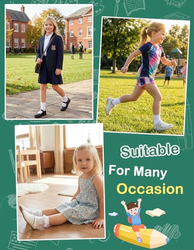 Girls Socks Ruffle Cotton School Uniform Ankle Crew - 4-6 Years, White