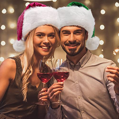 Silver Sequin Christmas Hat for Adults Unisex Holiday Costume