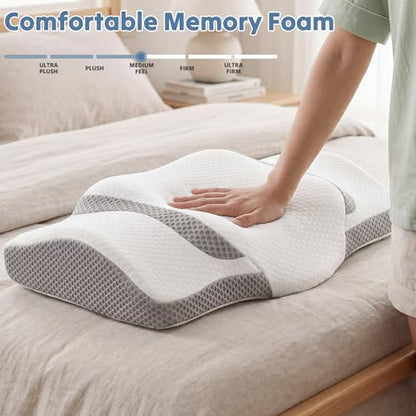 OLIXIS White Cervical Neck Pillow for Side Back and Stomach Sleepers