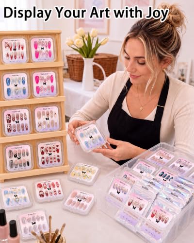 Press On Nail Storage Box Set - Clear Acrylic Fake Nail Display Case with Multiple Accessories