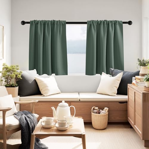 PONY DANCE Blackout Curtains for Bedroom 96 inches Long 2 Panels Set, Thermal Insulated Rod Pocket Black Out Window Drapes, Noise Reducing Window Treatment for Living Room(W52 x L96 inch, Sage Green)
