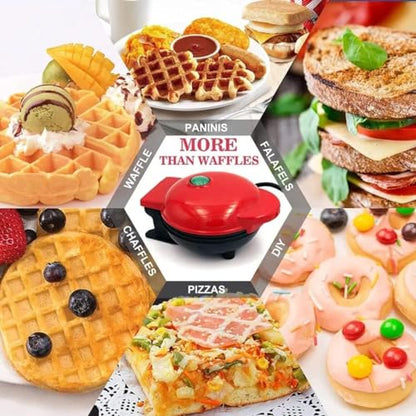 DASH Mini Waffle Maker - 4” Waffle Mold, Nonstick Waffle Iron with Quick Heat-Up, Nonstick Surface - Perfect Mini Waffle Maker for Kids and Families, Just Add Batter (Red)