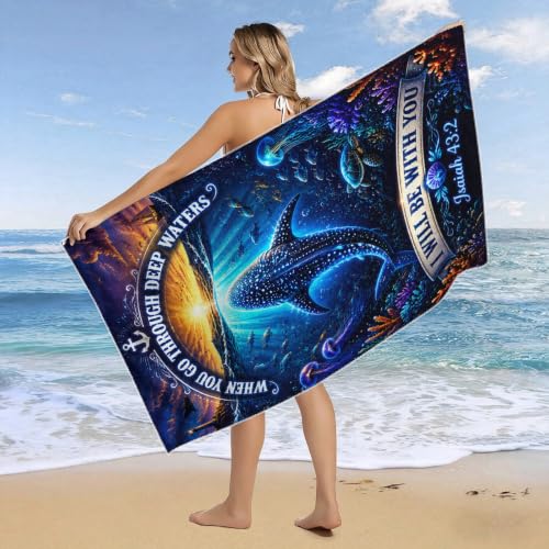 Whale Shark Ocean Beach Towel - Large 36x72 Inch Absorbent Quick-Dry Microfiber