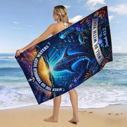 Whale Shark Ocean Beach Towel - Large 36x72 Inch Absorbent Quick-Dry Microfiber