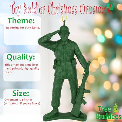 Vintage Army Soldier Christmas Ornament - Green Toy Military Figurine