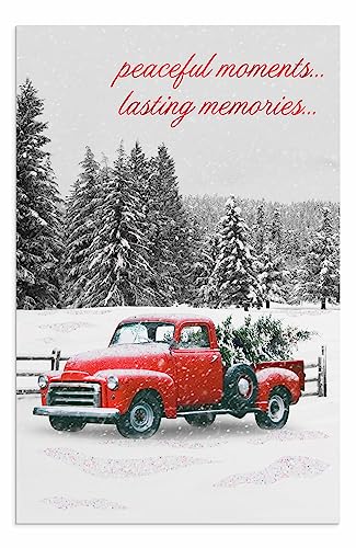 Christmas Greeting Cards with Snowy Red Truck Design - 18 Pack