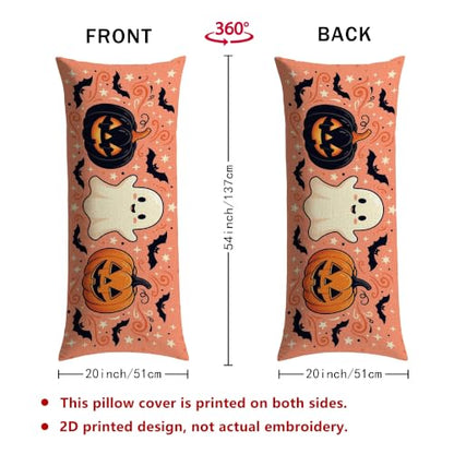 Halloween Ghost and Jack-o'-Lantern Body Pillowcase 20x54 Inch - Orange