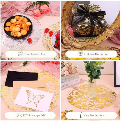 Gold Foil Disposable Placemats Set - 100pcs 13-inch Round Metallic Doilies for Weddings & Parties - Variation of THIS listing