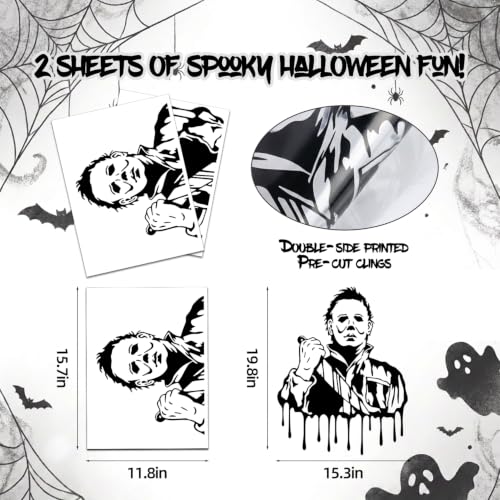 Halloween Horror Character Window Clings - 2 Sheets Spooky Silhouette Decals