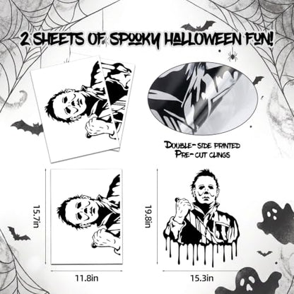 Halloween Horror Character Window Clings - 2 Sheets Spooky Silhouette Decals