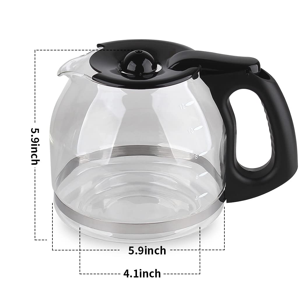 Anbige Replacement Parts 12-Cup Glass Carafe, Compatible with Mr. Coffee Coffee Maker, Replace Part# PLD12-RB, PLD12-RB Series (Black)