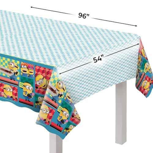 Amscan Multicolor Despicable Me Plastic Table Cover (54" x 96") Pack of 1 - Perfect for Birthdays & Kids' Parties