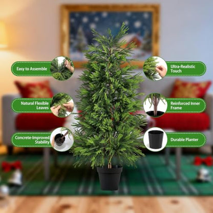 5FT Artificial Norfolk Pine Christmas Tree - Real Touch Faux Potted Tree - Variation 1