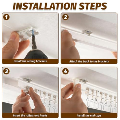 White Flexible Ceiling Curtain Track System 9.8 ft - Bendable & Cuttable