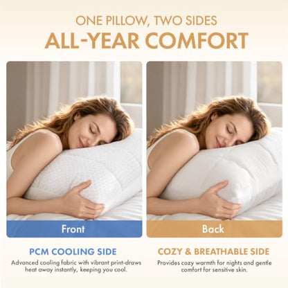 MIULEE Cooling Adjustable Bed Pillow - Standard Size Down Alternative Pillow, Travel & Sleep Support