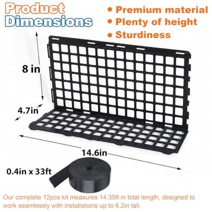 12-Pack 8-Inch Under Couch Blocker for Bed and Furniture - Jet Black