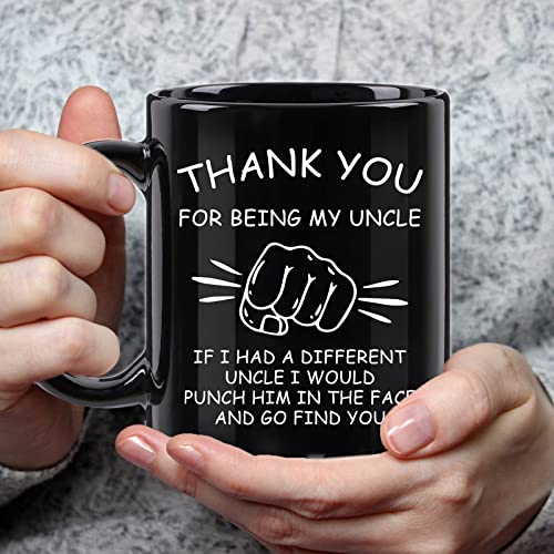 WENSSY Best Uncle Gift Mug - Funny Black 11oz Coffee Cup for Uncle