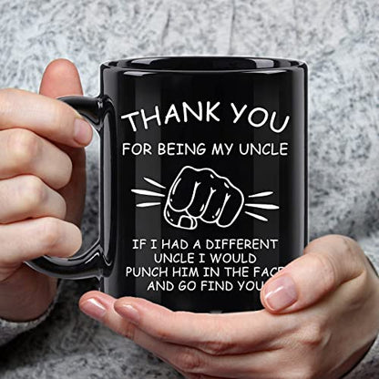 WENSSY Best Uncle Gift Mug - Funny Black 11oz Coffee Cup for Uncle