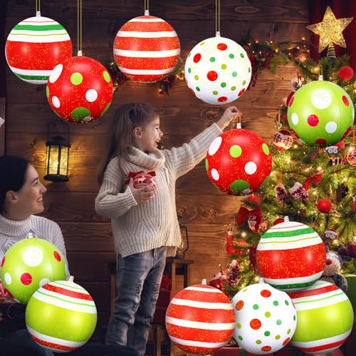 Multicolour 12-Inch Inflatable Christmas Ball Ornaments Outdoor Decorations - Small