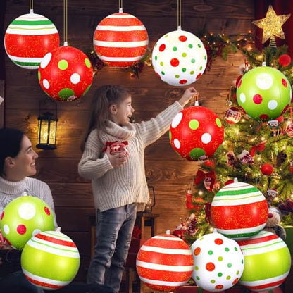 Multicolour 12-Inch Inflatable Christmas Ball Ornaments Outdoor Decorations - Small