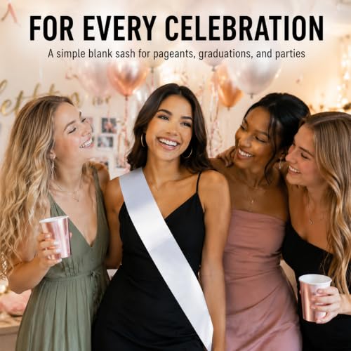 Lightweight Satin Sashes for Events - Blank White Party Decorations 25 Pack