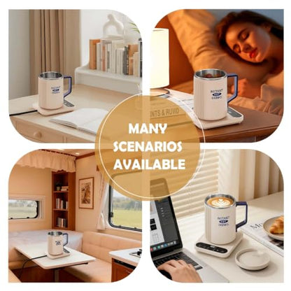 Beige Electric Coffee Mug Warmer 400ml 300W Rapid Water Boiler with Digital Temp Control