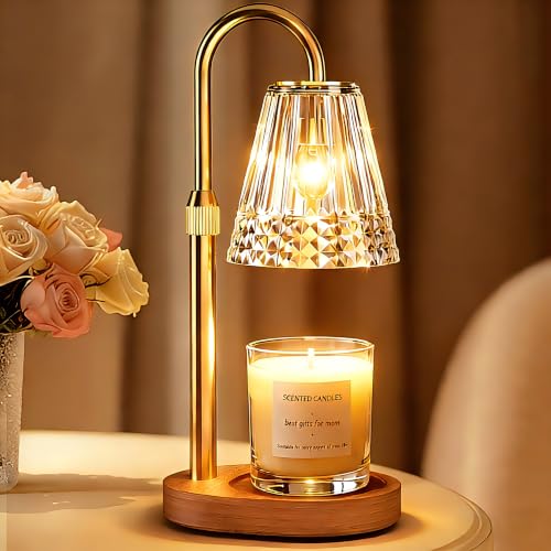 Yellow Candle Warmer Lamp with Timer & Dimmer – Adjustable Height, Flameless Safe Design