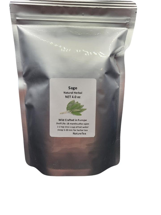 Sage - Salvia officinalis Dried Loose Leaf C/S by Nature Tea (4 oz)