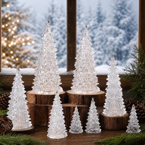 8 Pcs Clear Acrylic Christmas Tree Set - Tabletop Holiday Decor