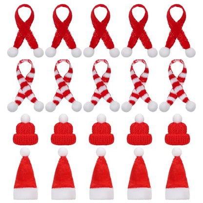 Mini Santa Hat and Scarf Set for Christmas Decorations - 24 Pieces