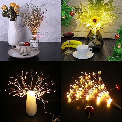 2 Pack 17 Inch Warm White Starburst Sphere String Lights with Timer
