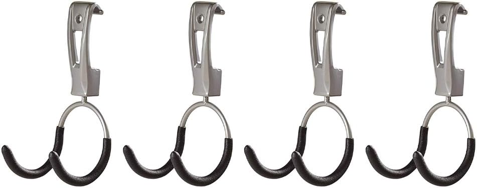 Rubbermaid FastTrack Garage Hook Organizers - Powder Coated Metallic for Ladders, Tools & Bikes (4 Pack)
