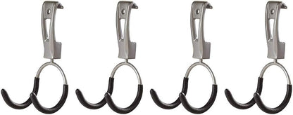 Rubbermaid FastTrack Garage Hook Organizers - Powder Coated Metallic for Ladders, Tools & Bikes (4 Pack)